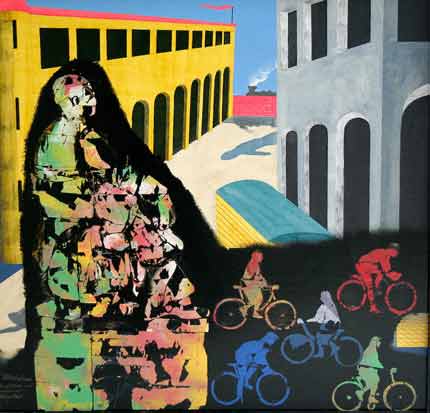 Radfahrer am Giorgio de Chirico Platz