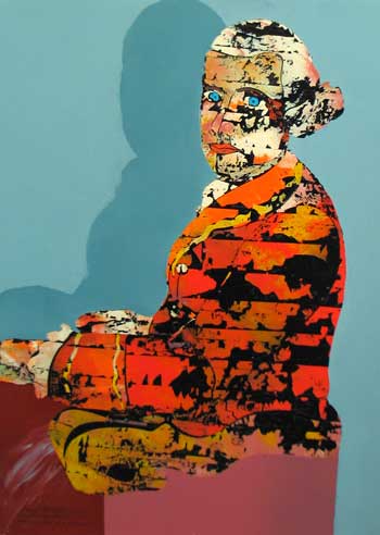 Imaginre Portraits von Mozart, blau
