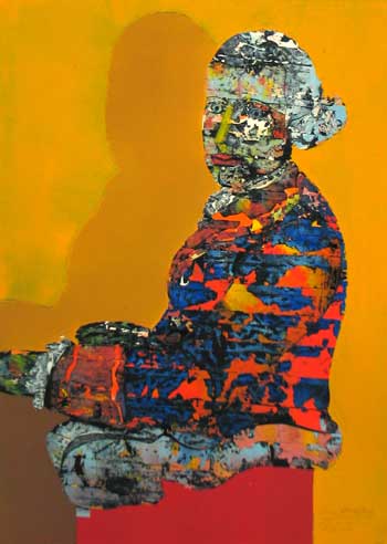 Imaginre Portraits von Mozart, gelb